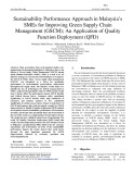 Sustainability performance approach in Malaysia’s SMEs for improving green supply chain management (GSCM); an application of quality function deployment (QFD)