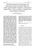 The relationship between strategy and information systems and their impact on achieving sustainable competitive advantage in supply chain - A survey study on samples from Iraqi industrial companies