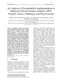 An analysis of sustainability implementation in Malaysian private finance initiative (PFI) Projects: Issues, challenges and way forward