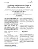 Lean production determinant factors in Malaysia paper manufacturer industry
