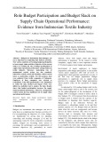 Role budget participation and budget slack on supply chain operational performance: Evidence from Indonesian textile industry