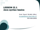 Lecture Object oriented programming - Lesson 2.1: Java syntax basics