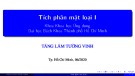 Bài giảng Giải tích 2: Tích phân mặt loại I - Tăng Lâm Tường Vinh