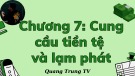 Bài giảng môn Tài chính tiền tệ - Chương 7: Cầu tiền tệ và lạm phát