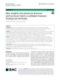 New insights into physician burnout and turnover intent: A validated measure of physician fortitude