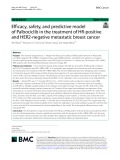 Efficacy, safety, and predictive model of Palbociclib in the treatment of HR-positive and HER2-negative metastatic breast cancer
