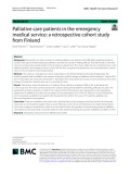 Palliative care patients in the emergency medical service: A retrospective cohort study from Finland