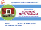 Bài giảng Công nghệ truyền tải quang: Chương 2