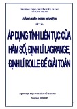 Sáng kiến kinh nghiệm THPT: Áp dụng tính liên tục của hàm số, định lí Lagrange, định lí Rolle để giải toán