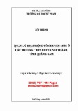 Luận văn Thạc sĩ Quản lý giáo dục: Quản lý hoạt động tổ chuyên mn ở các trường THCS huyện Núi Thành tỉnh Quảng Nam