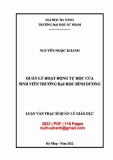 Luận văn Thạc sĩ Quản lý giáo dục: Quản lý hoạt động tự học của sinh viên Trường đại học Bình Dương