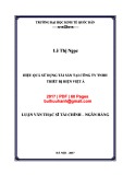 Luận văn Thạc sĩ Tài chính ngân hàng: Hiệu quả sử dụng tài sản tại Công ty TNHH Thiết bị điện Việt Á