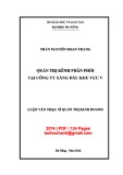 Luận văn Thạc sĩ Quản trị kinh doanh: Quản trị kênh phân phối sản phẩm phân bón tại Công ty Xăng dầu khu vực V