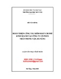 Luận văn Thạc sĩ Kế toán: Hoàn thiện công tác kiểm soát chi phí kinh doanh tại Công ty cổ phần Nhất Phong Vận, Đà Nẵng