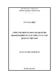 Luận án Tiến sĩ Kinh tế: Cung ứng dịch vụ đào tạo quản trị doanh nghiệp của các công ty tư vấn quản lý Việt Nam