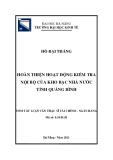 Tóm tắt luận văn Thạc sĩ Tài chính ngân hàng: Hoàn thiện hoạt động kiểm tra nội bộ của Kho bạc nhà nước tỉnh Quảng Bình