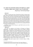 Các nhân tố ảnh hưởng đến quyết định lựa chọn chương trình chất lượng cao của sinh viên