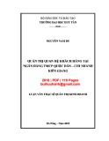 Luận văn Thạc sĩ Quản trị kinh doanh: Quản trị quan hệ khách hàng tại Ngân hàng TMCP Quốc Dân - Chi nhánh Kiên Giang