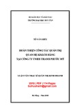 Luận văn Thạc sĩ Quản trị kinh doanh: Hoàn thiện công tác quản trị quan hệ khách hàng tại Công ty TNHH Thanh Phước Mỹ