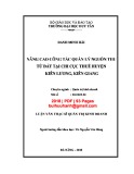 Luận văn Thạc sĩ Quản trị kinh doanh: Nâng cao công tác quản lý nguồn thu từ đất tại Chi cục Thuế huyện Kiên Lương, Kiên Giang