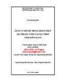 Luận văn Thạc sĩ Quản trị kinh doanh: Quản lý rủi ro trong hoàn thuế giá trị gia tăng tại Cục Thuế tỉnh Kiên Giang