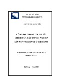 Tóm tắt luận văn Thạc sĩ: Công bố thông tin phi tài chính của các doanh nghiệp sản xuất niêm yết ở Việt Nam