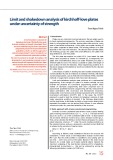 Limit and shakedown analysis of kirchhoff-love plates under uncertainty of strength