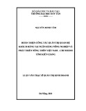 Luận văn Thạc sĩ Quản trị kinh doanh: Hoàn thiện công tác quản trị quan hệ khách hàng tại Ngân hàng Nông nghiệp và Phát triển Nông thôn Việt Nam chi nhánh tỉnh Kiên Giang