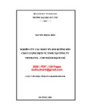 Luận văn Thạc sĩ Quản trị kinh doanh: Nghiên cứu các nhân tố ảnh hưởng đến chất lượng dịch vụ Tour tại công ty Vietravel - Chi nhánh Rạch Giá