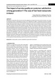 The impact of service quality on customer satisfaction among generation Y: The case of fast food restaurants in Hanoi