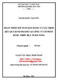 Luận văn Thạc sĩ Kế toán:  Hoàn thiện kế toán bán hàng và xác định kết quả kinh doanh tại Công ty cổ phần Dược thiết bị Y tế Đà Nẵng