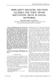 Similarity measure and path algebra for topic aware reputation trust in social networks