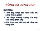 Bài giảng Nồng độ dung dịch