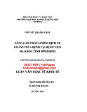 Luận văn Thạc sĩ Kinh tế:  Nâng cao chất lượng dịch vụ khám chữa bệnh tại Bệnh viện đa khoa tỉnh Bình Định