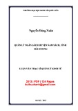 Luận văn Thạc sĩ Kinh tế: Quản lý ngân sách huyện Nam Sách, tỉnh Hải Dương
