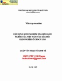 Luận văn Thạc sĩ Kinh tế:  Vận dụng kinh nghiệm xóa đói giảm nghèo của Việt Nam và xóa đói giảm nghèo ở CHDCND Lào