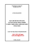 Luận văn Thạc sĩ Quản trị kinh doanh: Hạn chế rủi ro tín dụng tại ngân hàng Nông nghiệp và Phát triển Nông thôn Hải Châu TP Đà Nẵng