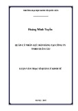 Luận văn Thạc sĩ  Quản lý kinh tế: Quản lý nhân lực bán hàng tại Công ty TNHH Xuân Cầu