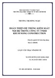 Luận văn Thạc sĩ Kinh tế: Hoàn thiện hệ thống kiểm soát nội bộ trong Công ty TNHH Keum Nong Construction