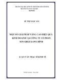 Luận văn Thạc sĩ Kinh tế: Một số giải pháp nâng cao hiệu quả kinh doanh tại Công ty cổ phần Sonadezi Long Bình