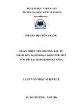 Luận văn Thạc sĩ Kinh tế: Hoàn thiện môi trường đầu tư nhằm đẩy mạnh hoạt động thu hút vốn FDI tại thành phố Đà Nẵng