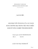 Luận văn Thạc sĩ Kinh tế: Giải pháp vốn tín dụng của các ngân hàng thương mại trong việc phát triển kinh tế nông nghiệp tỉnh Bình Phước