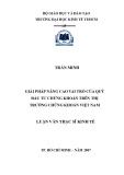 Luận văn Thạc sĩ Kinh tế: Giải pháp nâng cao vai trò của quỹ đầu tư chứng khoán trên thị trường chứng khoán Việt Nam