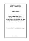 Luận văn Thạc sĩ Kỹ thuật xây dựng dân dụng và công nghiệp: Nâng cao hiệu quả công tác quản lý dự án xây dựng tại Ban Quản lý dự án đầu tư xây dựng huyện Bình Sơn, tỉnh Quảng Ngãi