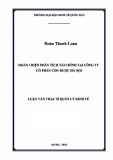 Luận văn Thạc sĩ  Quản lý kinh tế: Hoàn thiện phân tích tài chính tại Công ty cổ phần Cồn rượu Hà Nội