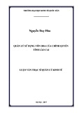 Luận văn Thạc sĩ  Quản lý kinh tế: Quản lý sử dụng vốn ODA của chính quyền tỉnh Lào Cai