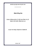 Luận văn Thạc sĩ  Quản lý kinh tế: Tăng cường quản lý vốn tại Công ty cổ phần cấp nước tỉnh Lào Cai