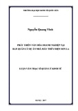 Luận văn Thạc sĩ  Quản lý kinh tế: Quản lý phát triển du lịch sinh thái Vườn quốc gia Hoàng Liên