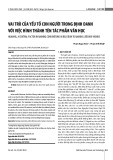 Vai trò của yếu tố con người trong định danh với việc hình thành tên tác phẩm văn học