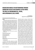 Regression models for determining foreign ownership ratio in Vietnamese listed firms: The role of environmental, social, and governance (ESG) scores